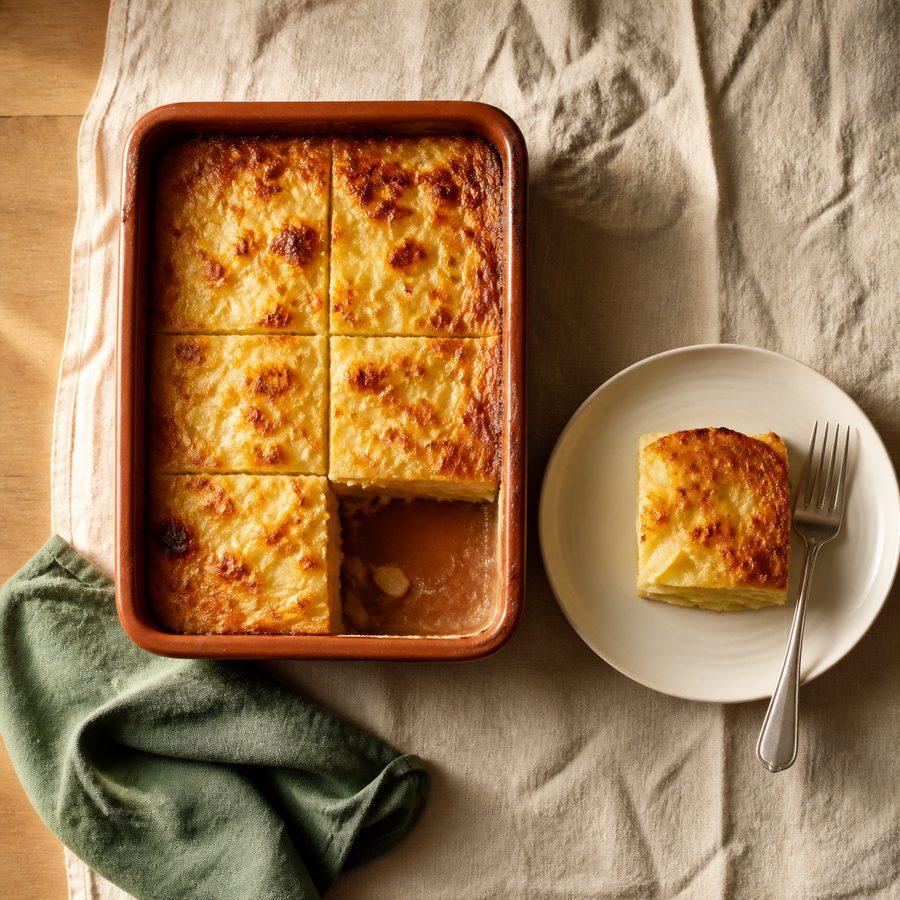 Gratin dauphinois entamé, une part servie dans une assiette